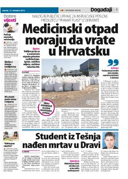 Medicinski otpad moraju da vrate u Hrvatsku 